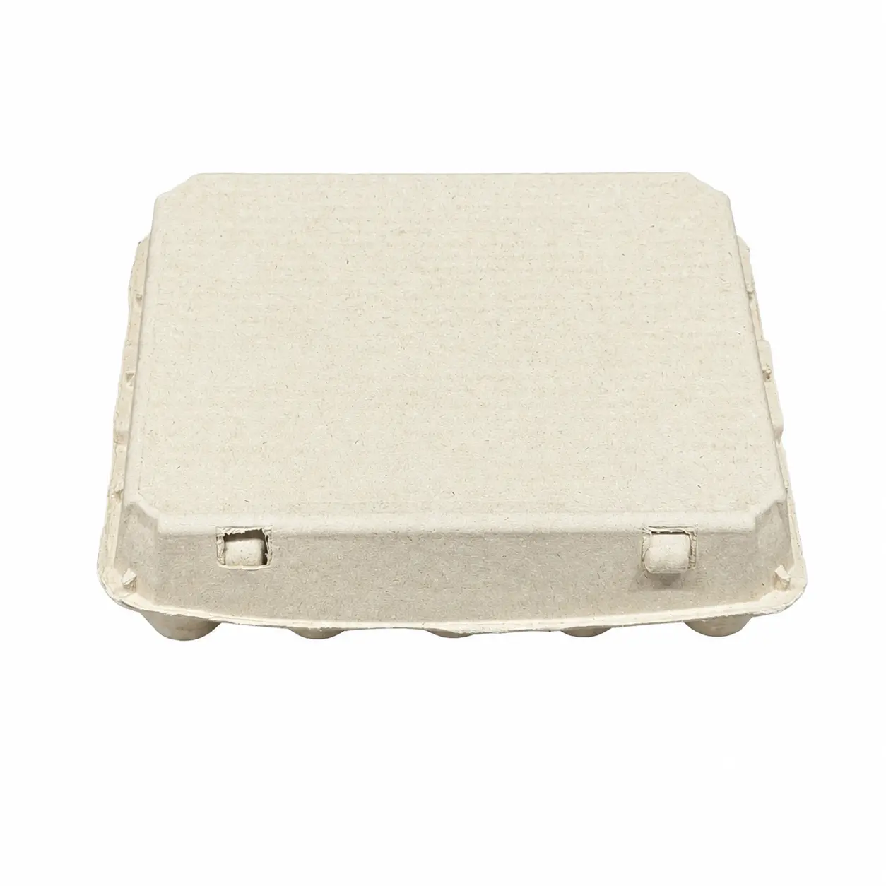 20-Count Molded Pulp Egg Carton Closed Front View Closed front view of 20-count molded pulp egg carton