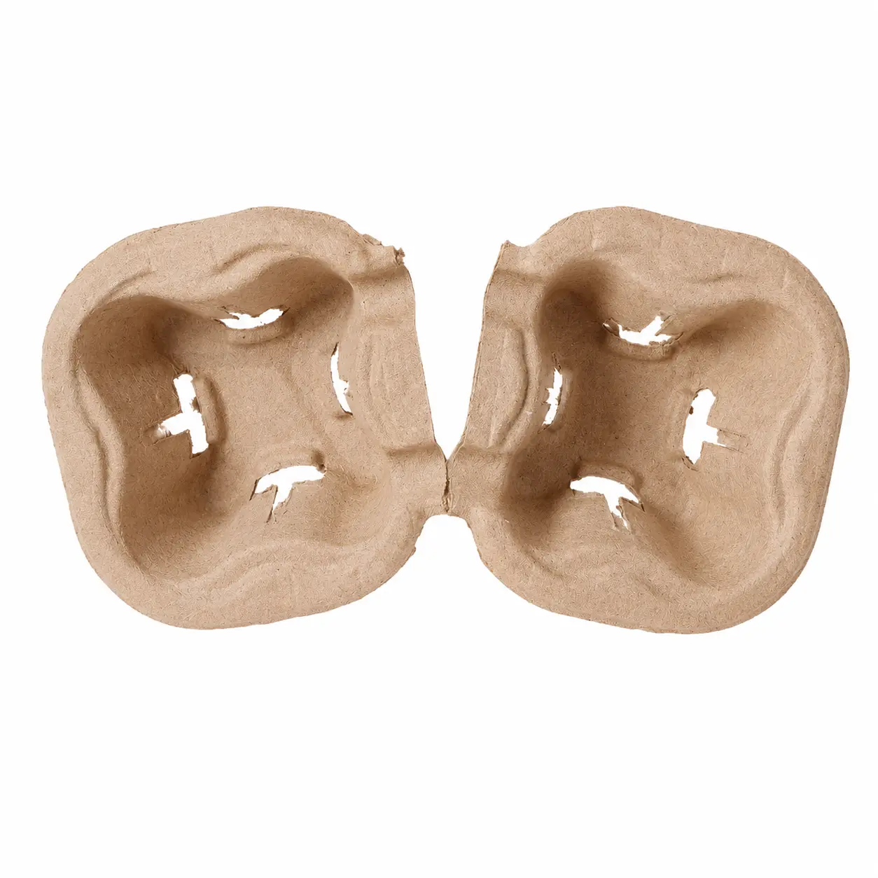 Tearable 2-Cup Pulp Carrier Open View Open view of tearable 2-cup pulp carrier