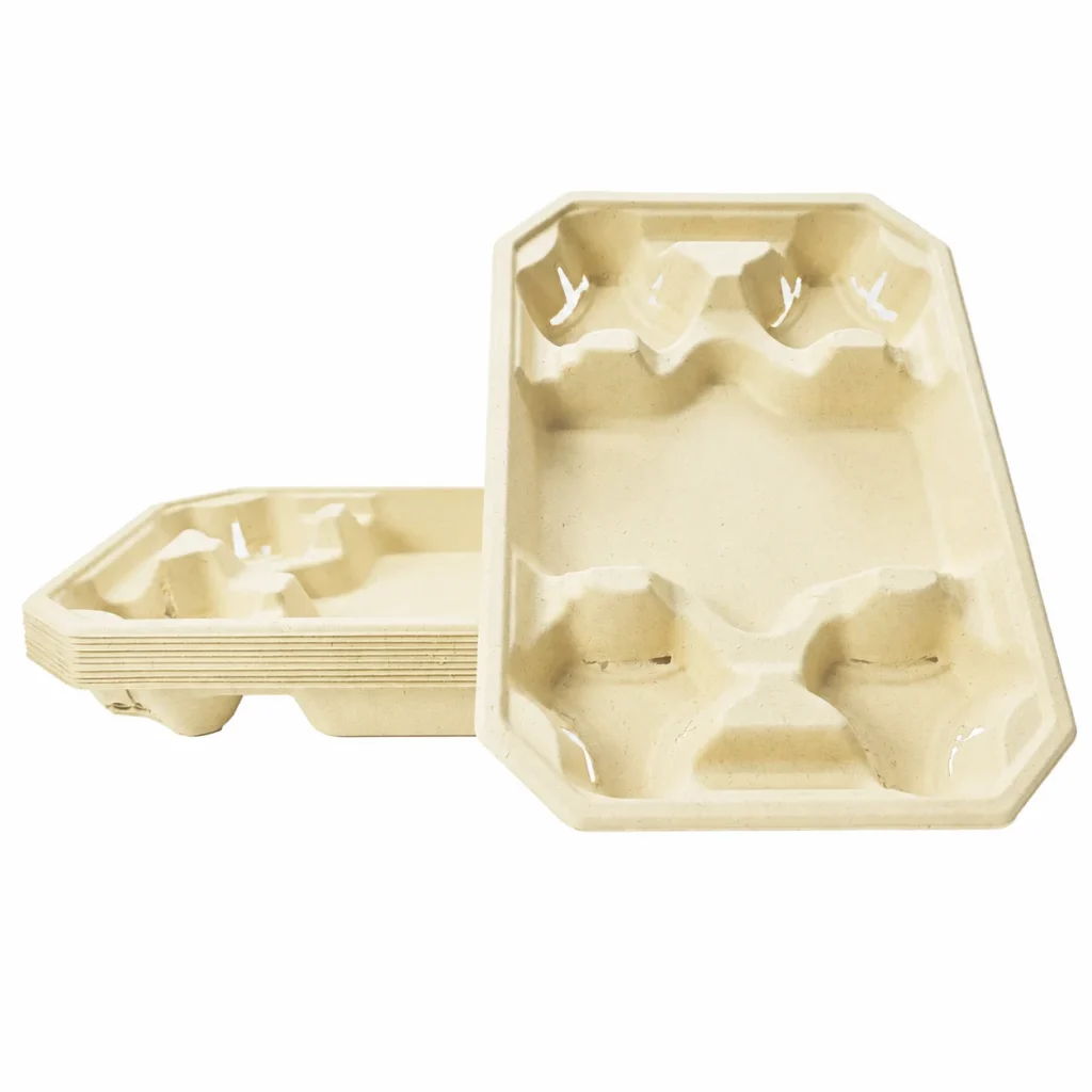 Stacked 4-cup pulp carrier with food tray
