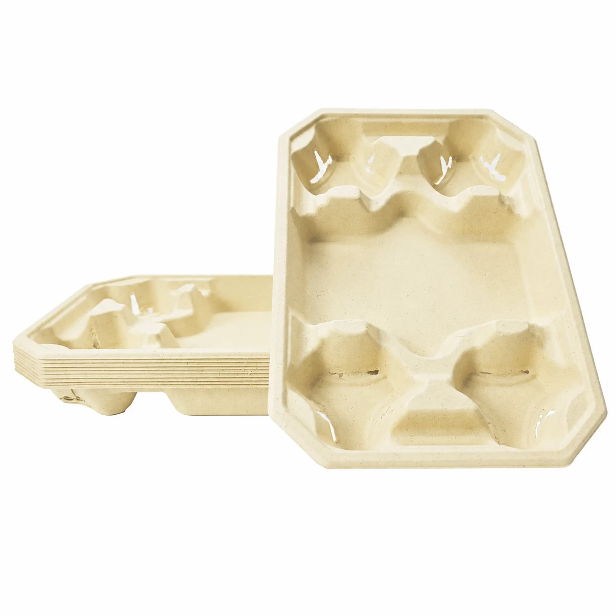4-Cup Pulp Carrier with Food Tray Stack Stacked 4-cup pulp carrier with food tray