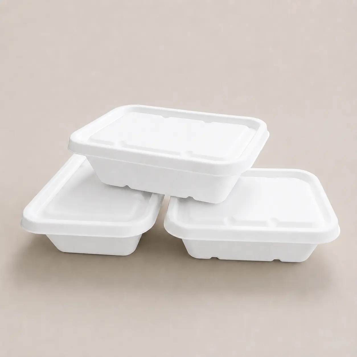 650ml Molded Pulp Rectangular Food Container Closed Group View 650ml Molded Pulp Rectangular Food Container Closed Group View