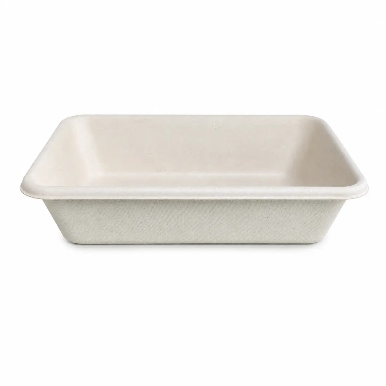 1200ml Molded Pulp Rectangular Food Container Open Front View Open front view of 1200ml molded pulp rectangular food container