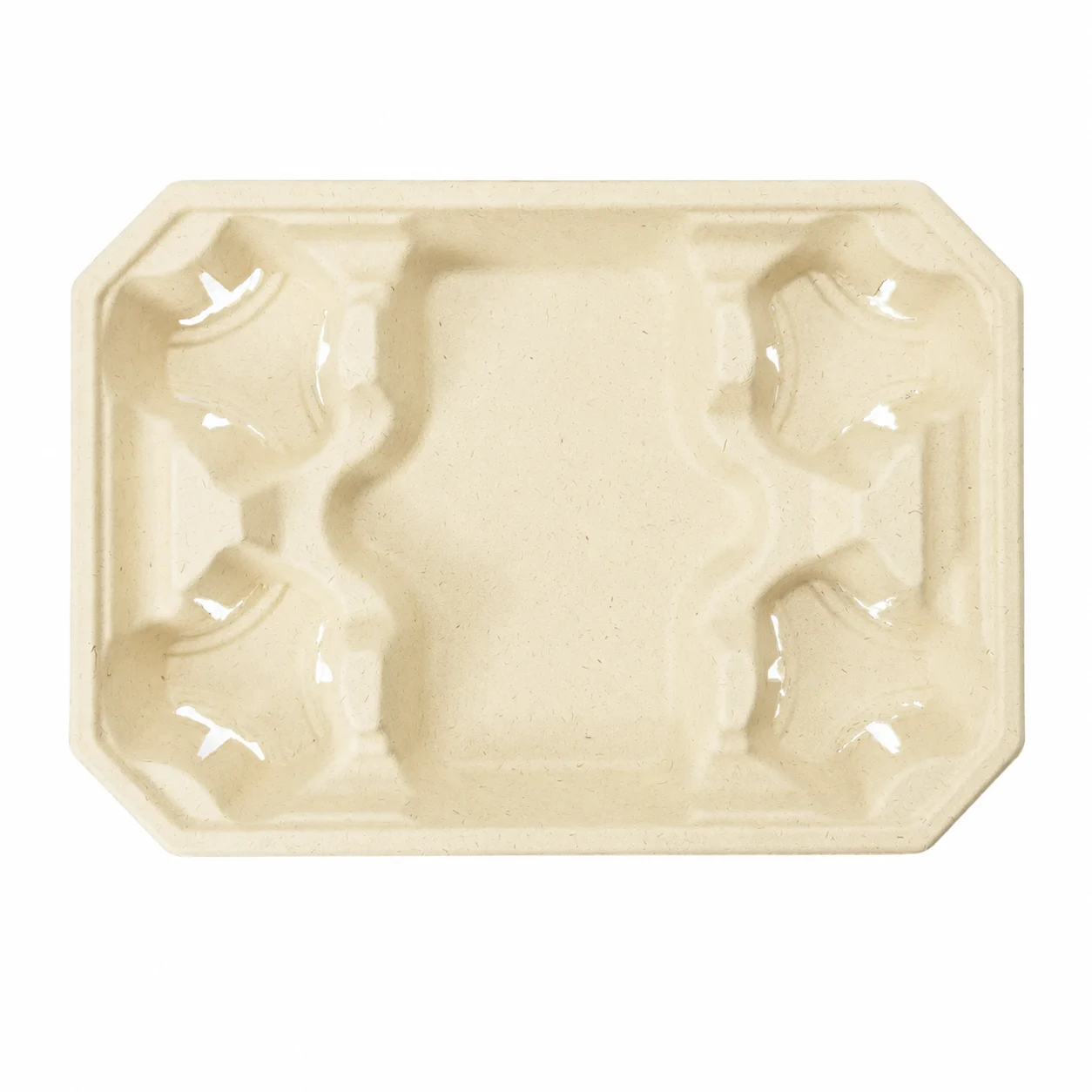 4-Cup Pulp Carrier with Food Tray Overview Overview of 4-cup molded pulp carrier with food tray