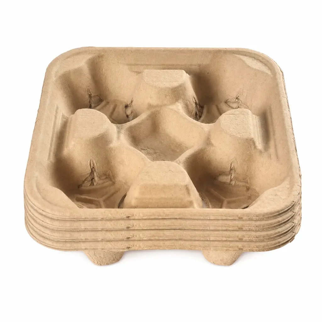 Stacked one-piece 4-cup pulp carriers