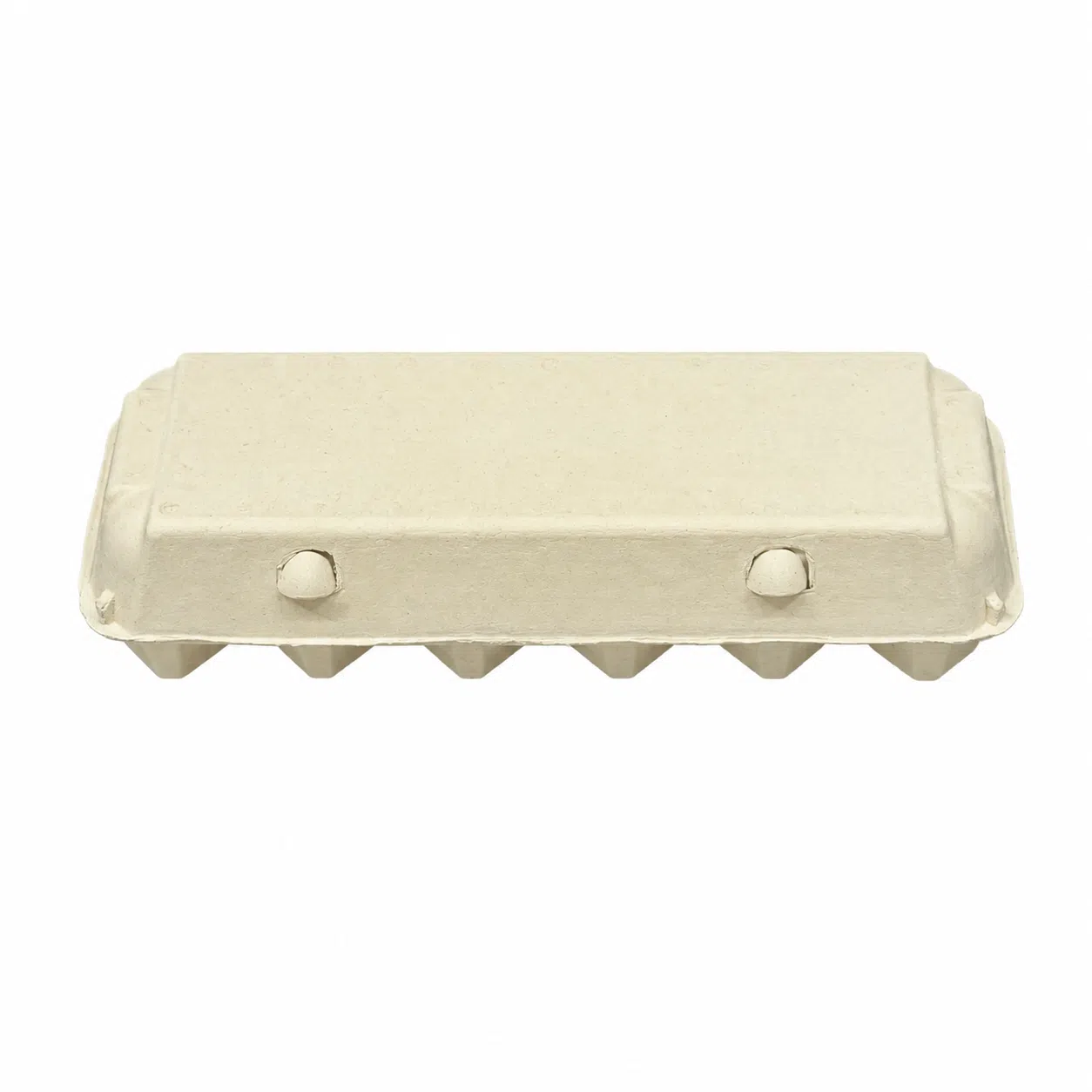 12-Count Molded Pulp Egg Carton Closed Front View Closed front view of 12-count molded pulp egg carton