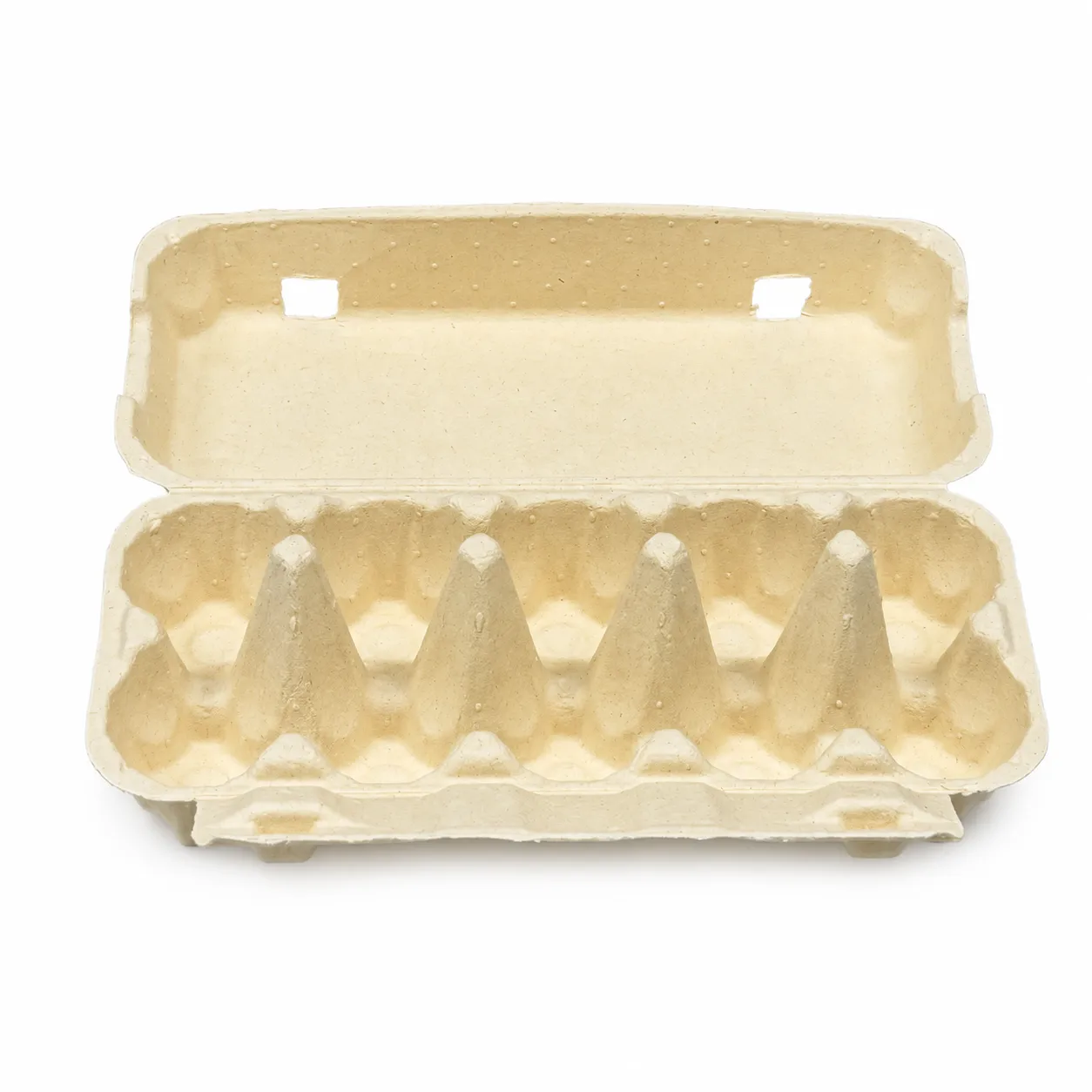10-Count Molded Pulp Egg Carton Interior View Interior view of 10-count molded pulp egg carton