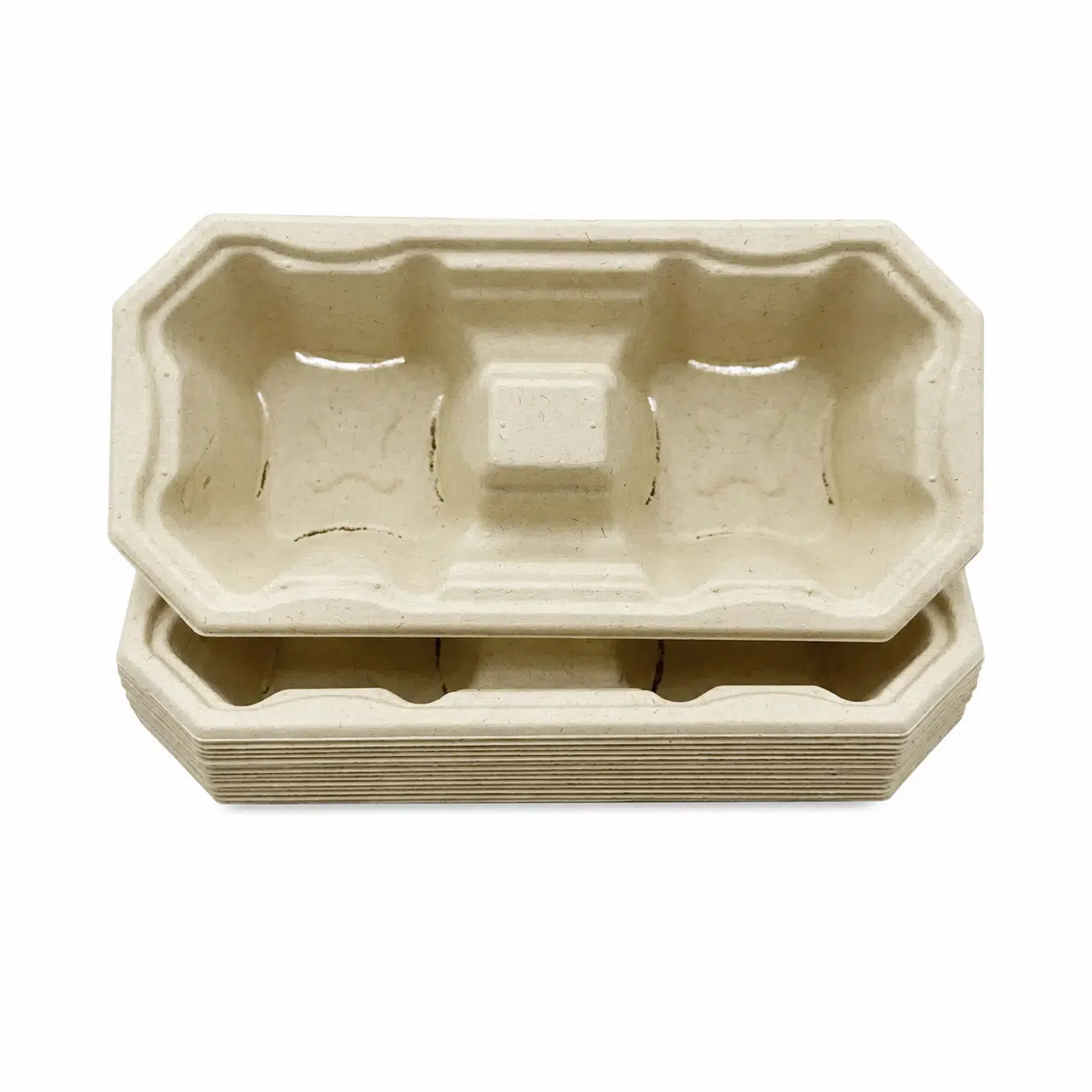 stackable-2-cup-molded-pulp-drink-carrier Stackable 2-cup molded pulp drink carrier for B2B foodservice packaging