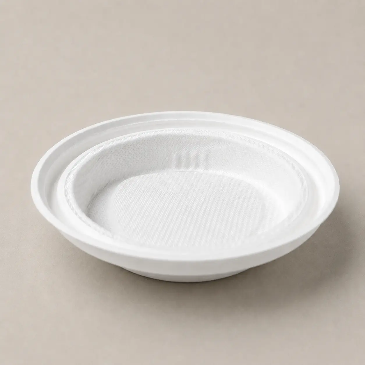 90mm Triangle-Design Molded Fiber Hot Cup Lid Underside Underside view of a white 90mm triangle-design molded fiber hot cup lid showing its inner texture and cup-rim engagement channel
