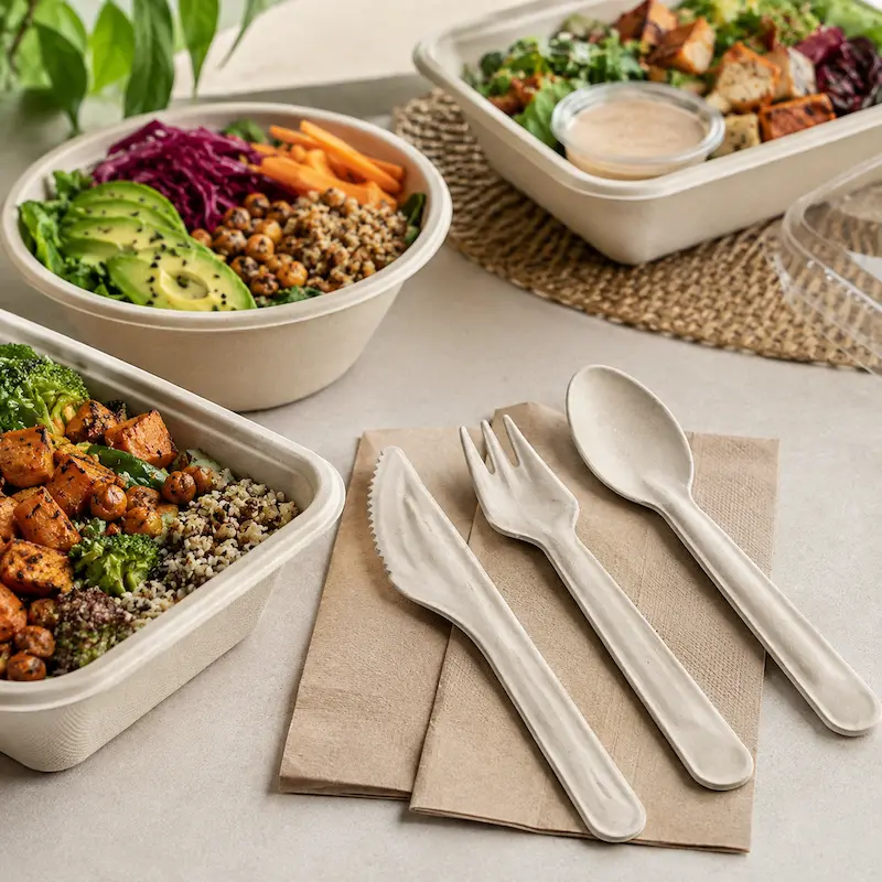 Molded fiber cutlery for sustainable food brands