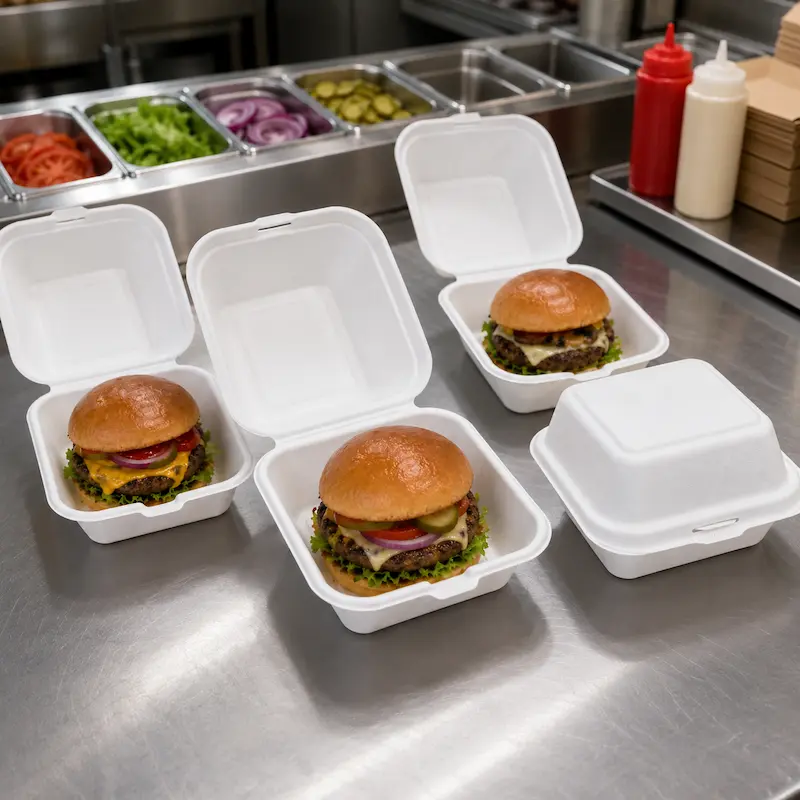 Compostable burger boxes for fast food chains and QSR brands
