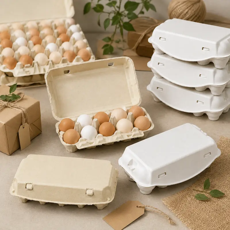 Molded pulp egg cartons for sustainable food brands