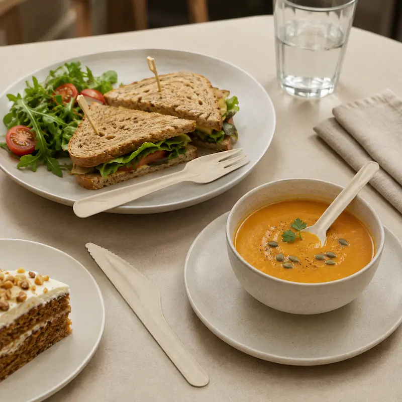 Molded fiber cutlery for restaurants and foodservice applications