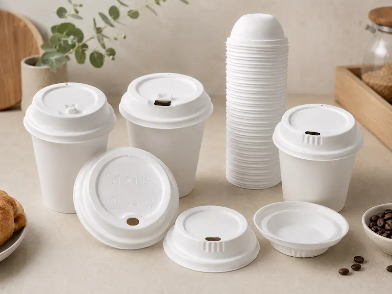 80mm and 90mm molded fiber cup lids for hot and cold beverage cups