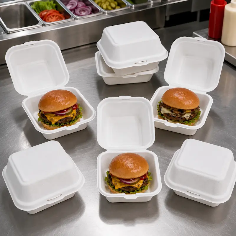 Custom molded pulp burger boxes for catering and food brands