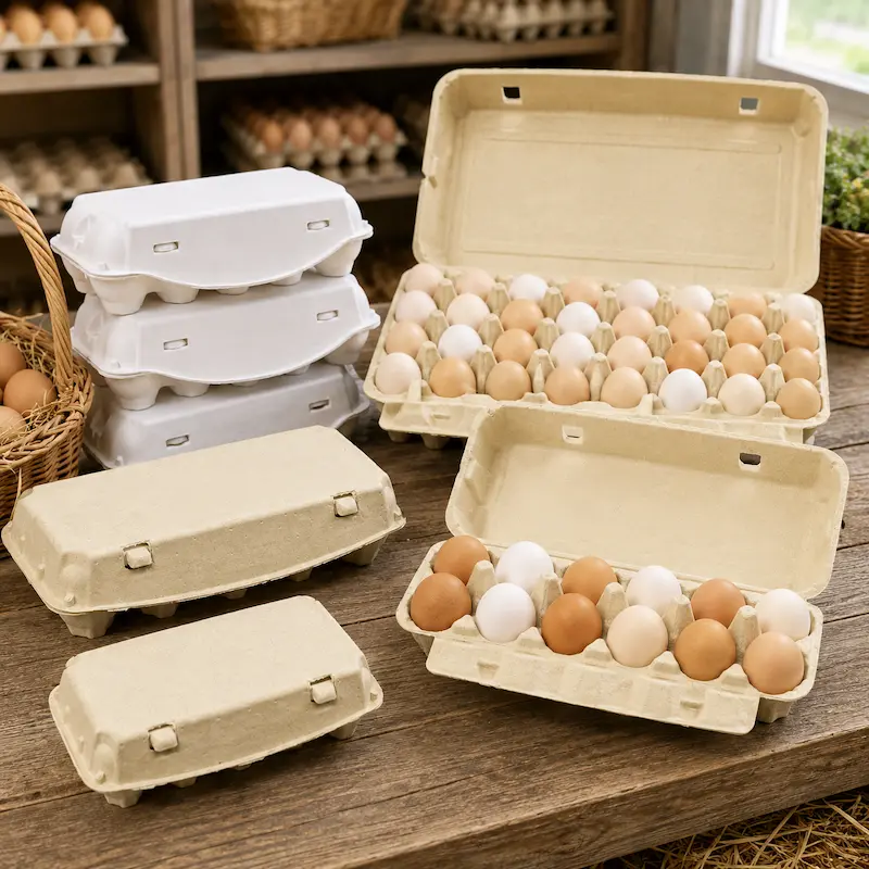 Molded pulp egg cartons for sustainable egg packaging