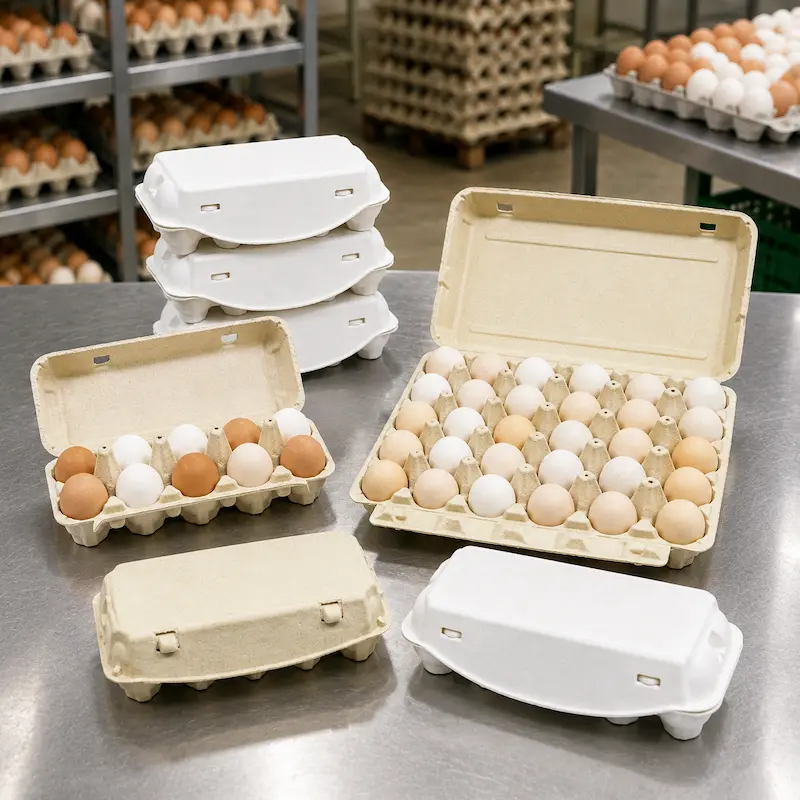 Molded pulp egg cartons for egg farms and producers