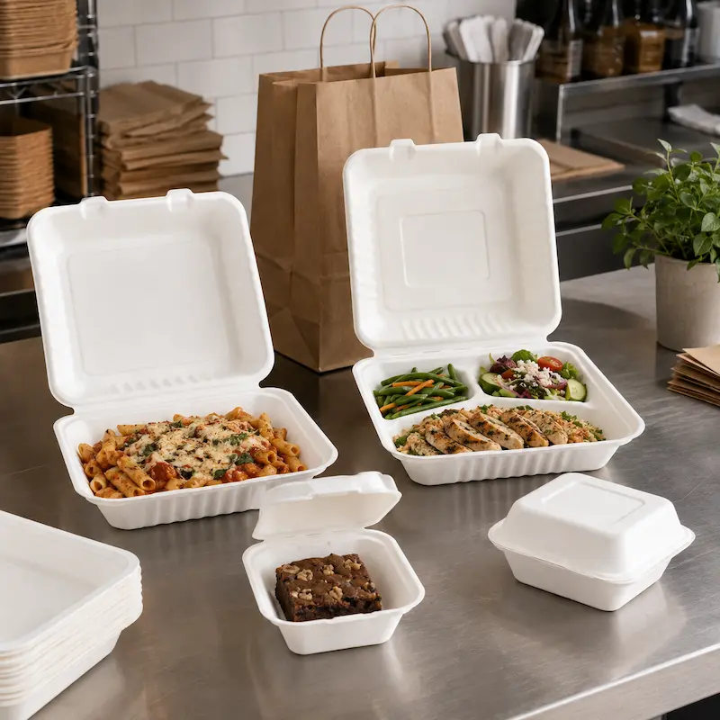 Molded pulp packaging for food delivery and takeaway services