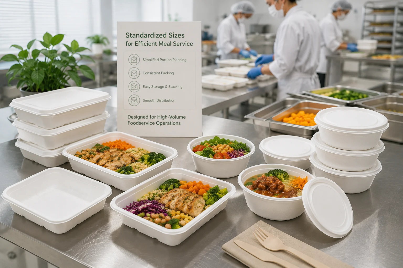 Molded pulp food containers for catering and institutional foodservice