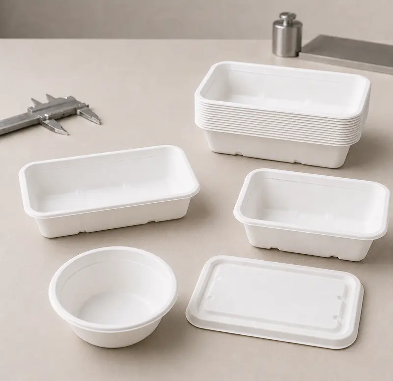 Molded pulp food container production and forming process