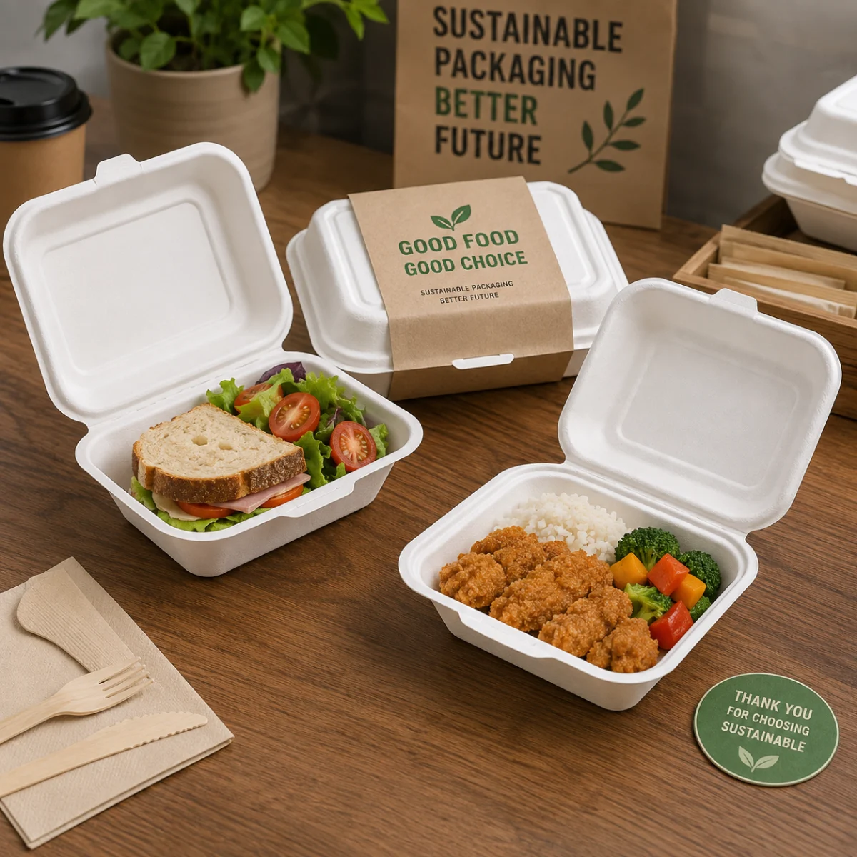 Custom molded pulp food clamshell packaging for food brands