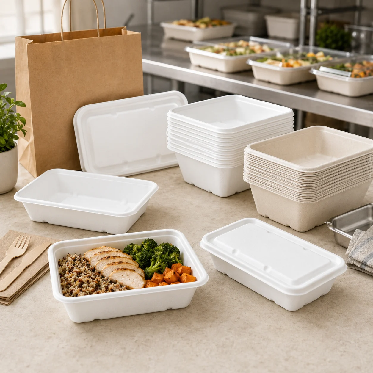 Molded pulp drink carriers for restaurants and takeaway services