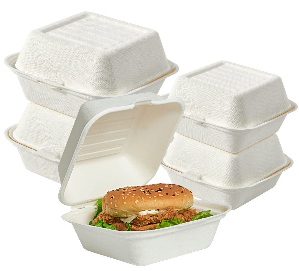 Sugarcane pulp paper lunch box takeaway compostable food packaging box